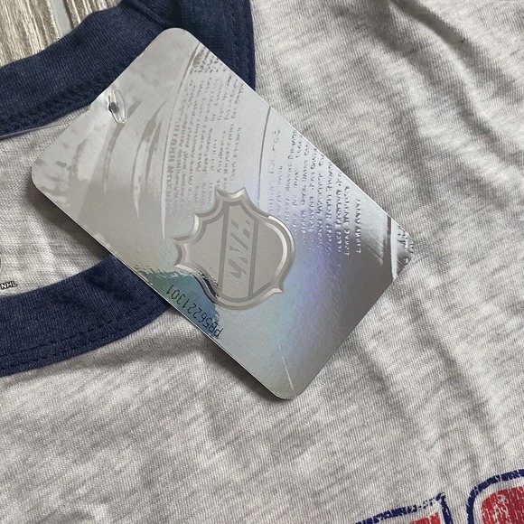 NHL Columbus Blue Jackets Ringer Tee Men’s XL Distressed Logo Heather Gray NWT - Picture 3 of 9